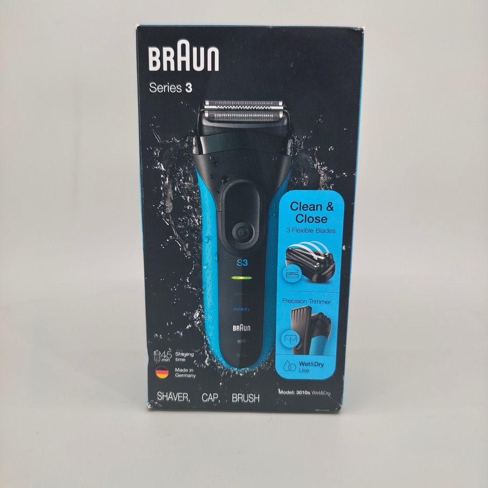 Braun Series 3 3010s Electric Shaver Men's Wet & Dry Rechargeable Razor Blue
